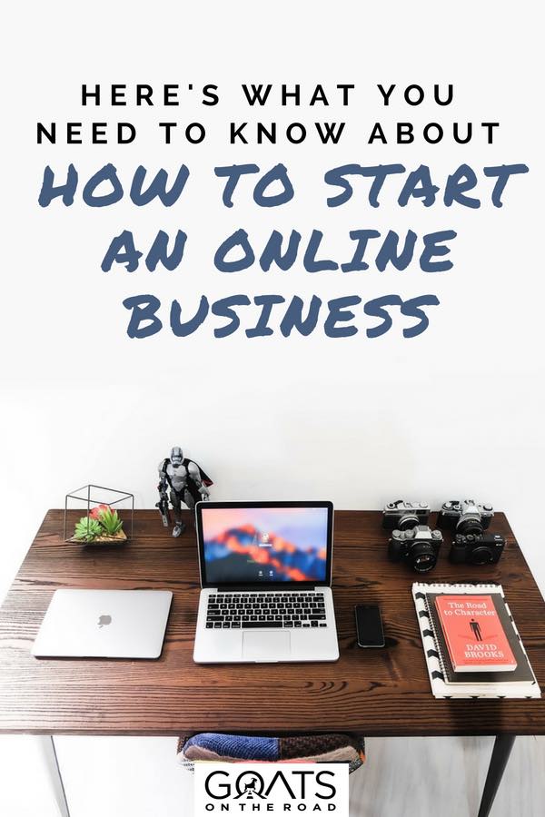 Laptop, camera and notepad on desk with text overlay How To Start An Online Business