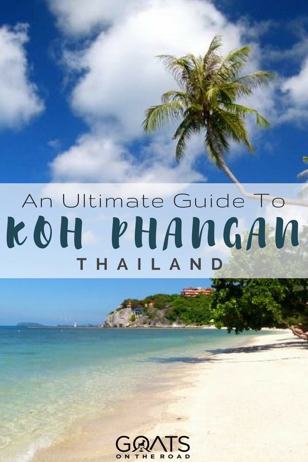 Thailand beach and palm tree with text overlay An Ultimate Guide To Koh Phangan