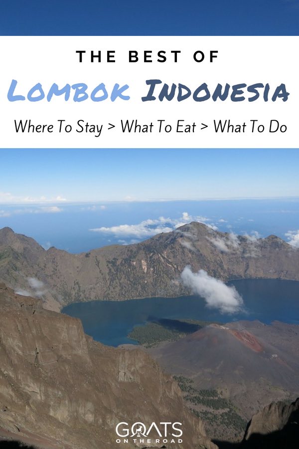 Mount Rinjani with text overlay The Best of Lombok Indonesia