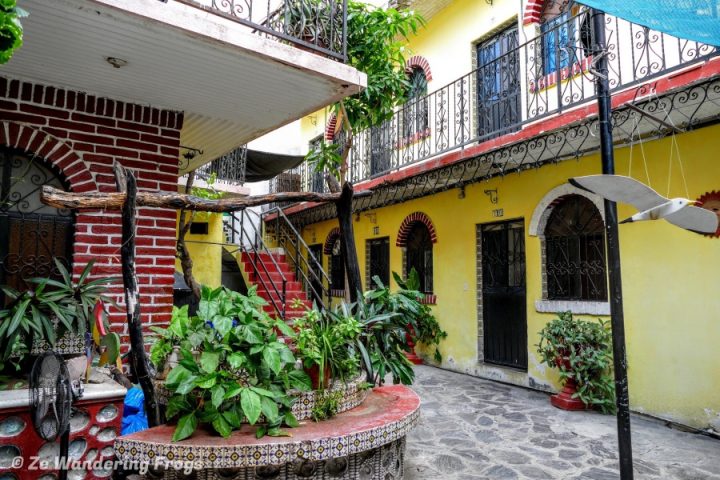 Colorful courtyard in La Paz, Mexico 