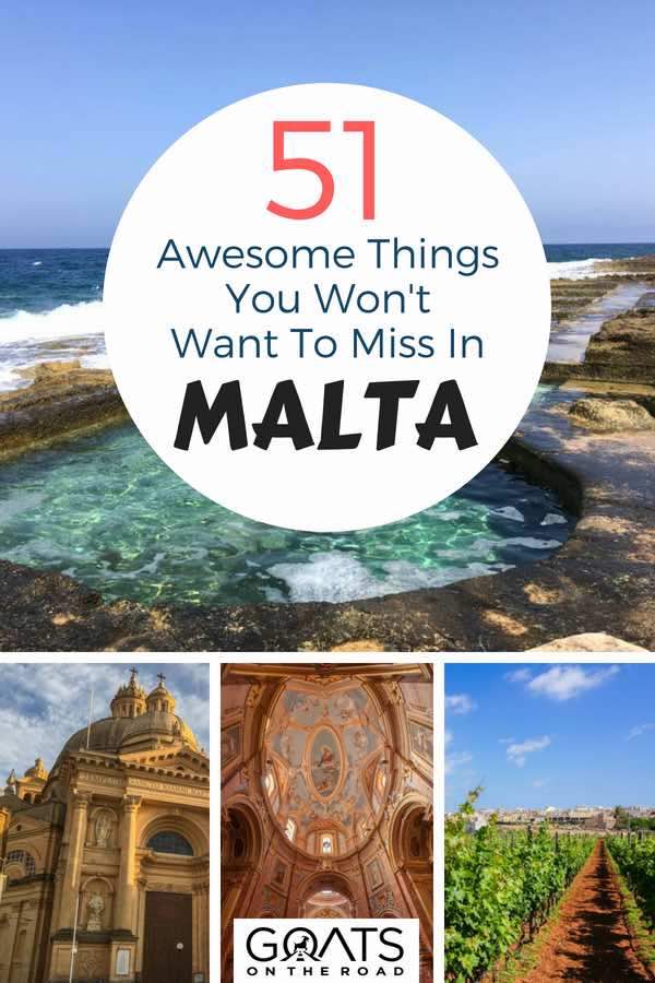 Malta landscapes and architecture with text overlay 51 Awesome Things You Won't Want To Miss In Malta