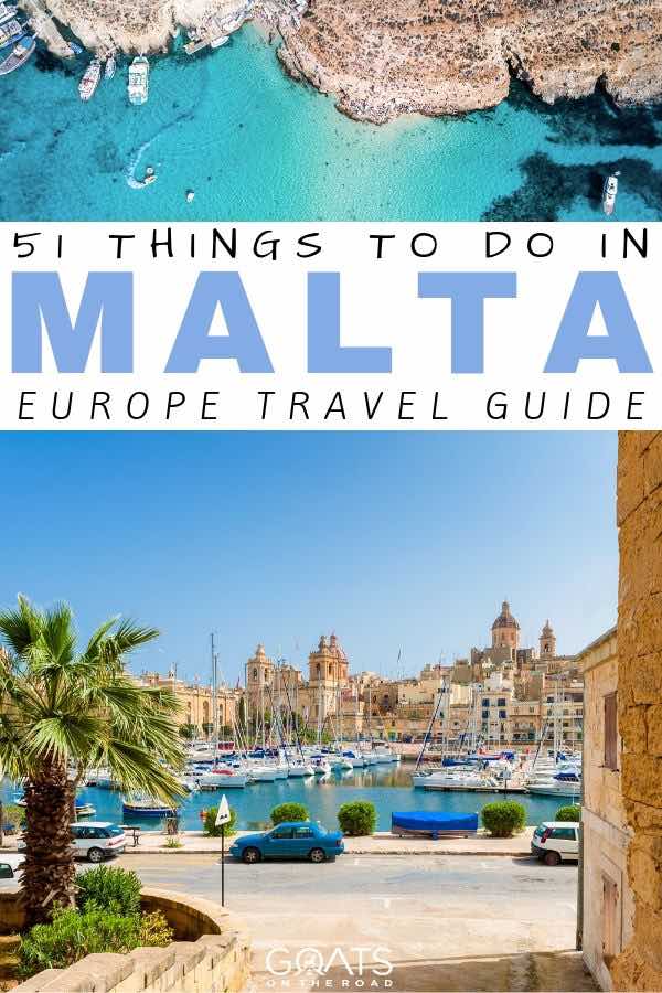 Malta with text overlay 51 things to do in Malta