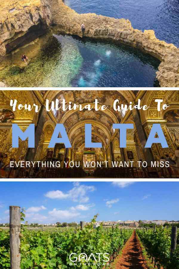 Popular places in Malta with text overlay Your Ultimate Guide To Malta