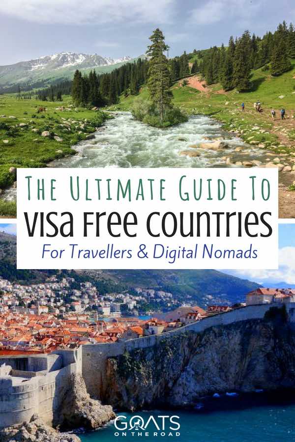 Greece & Kyrgyzstan with text overlay The Ultimate Guide To Visa Free Countries For Travellers & Digital Nomads