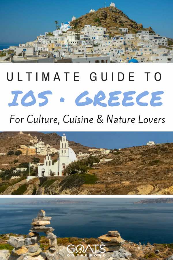 Greece island with text overlay Ultimate Guide To Ios Greece