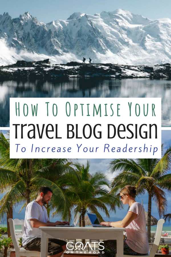 Travel bloggers with text overlay How To Optimise Your Travel Blog Design