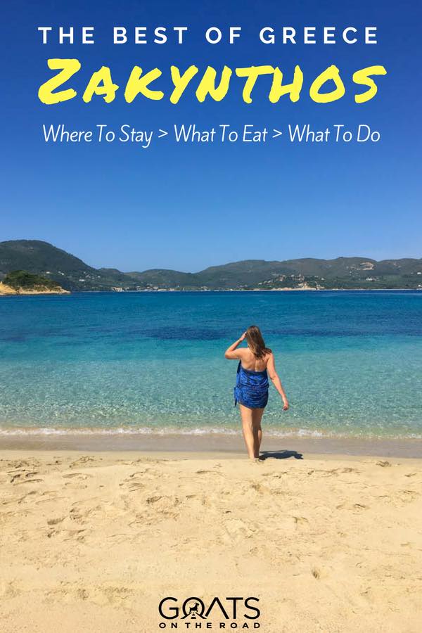 Beautiful beach with text overlay The Best of Greece Zakynthos