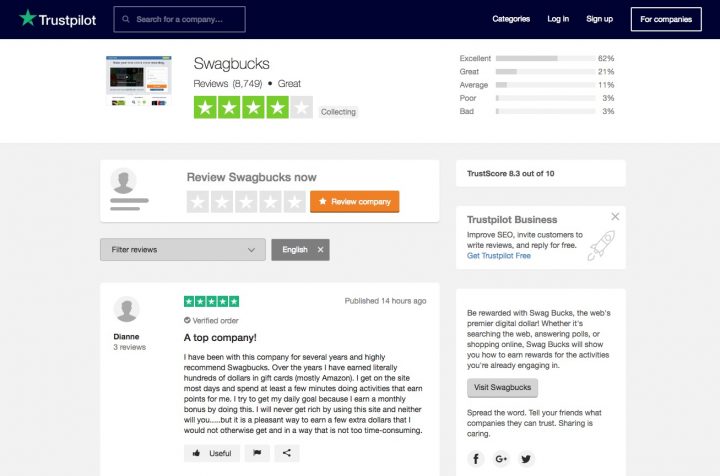 Paid Online Survey Reviews on TrustPilot