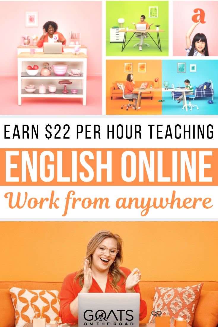 Want to make money online? Becoming a VIPKID teacher and teaching english online is a great way to earn money while you travel abroad. We’ve got the tips to help you apply for this remote jobs, the hours you can work, and how much cash you can make! | #teachenglishonline #onlinejobs #digitalnomad online teacher with text overlay earn 22 per hour teaching English online