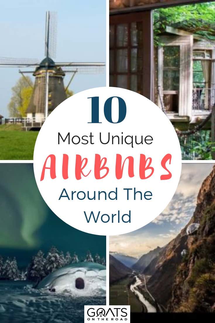 unique airbnbs around the world with text overlay