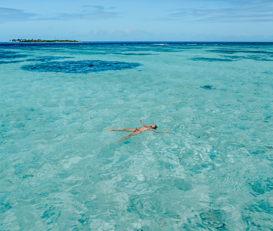 floating in tobago cays one of the best beaches in the caribbean