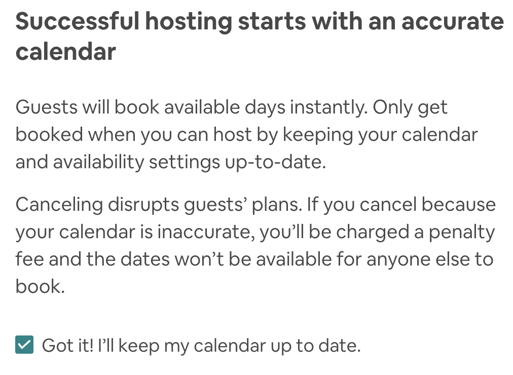 making your calendar as an air bnb host