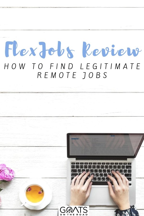 laptop and coffee with text overlay flexjobs review