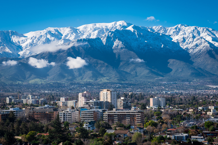 The snow-capped mountain backdrop of Santiago, Chile, one of the cheapest places to live