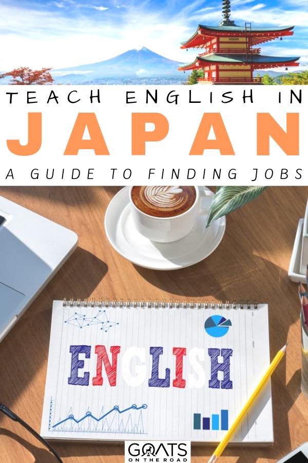 the word english coloured in on a pad with text overlay teach english in japan a guide to finding jobs