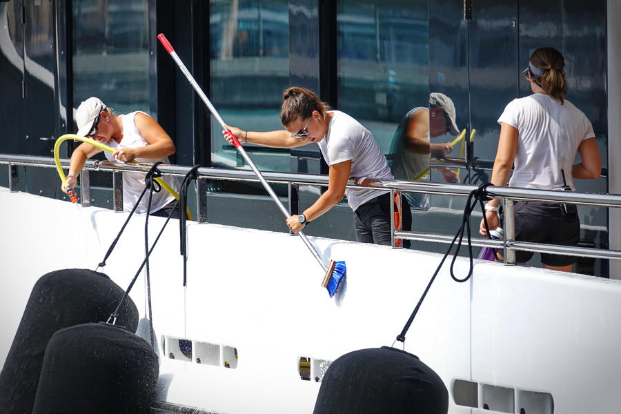 working on a yacht as a deckhand