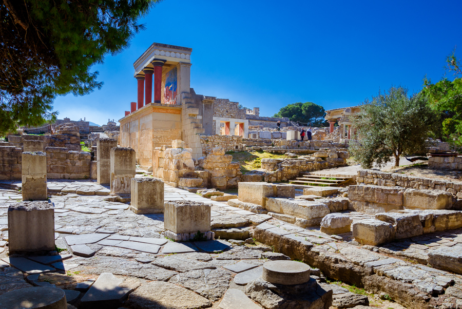 knossos on crete island greece