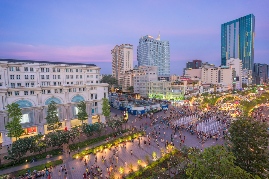 nguyen walking street in ho chi minh city