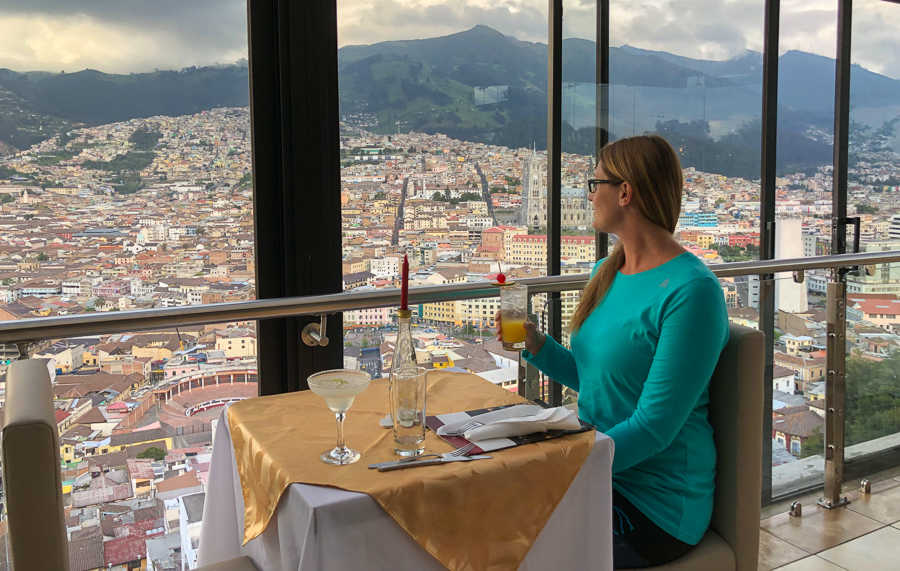 drinks at sunset at vista hermosa in quito ecuador