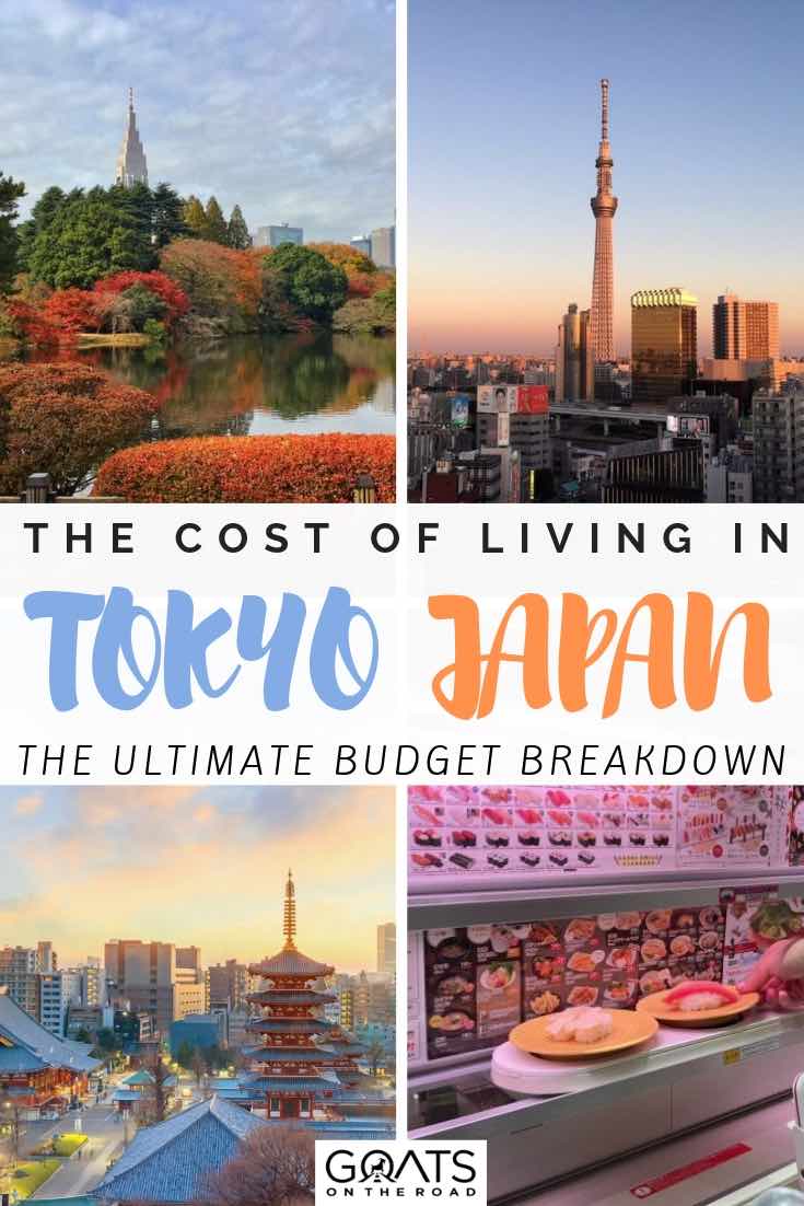 tokyo highlights with text overlay the cost of living in tokyo japan