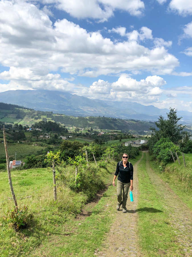 walking around the farmland in otavalo ecuador 