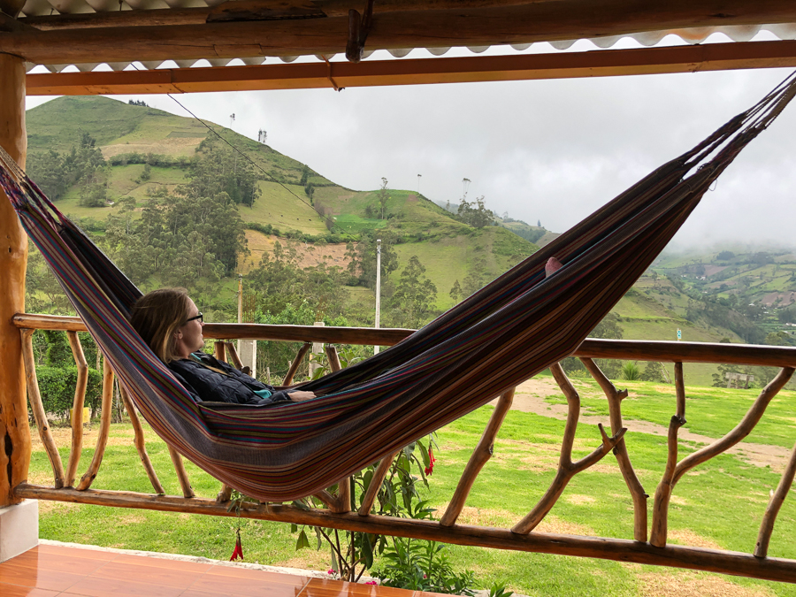 hammock at a hostel in quilotoa loop isinlivi