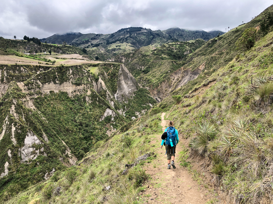 hiking from chugchilan to quilotoa lake on the canyon