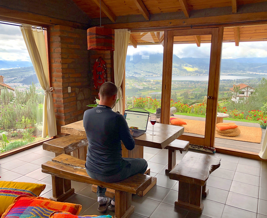 nick working from a beautiful house in Ecuador