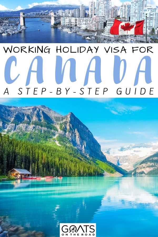 canada with text overlay how to get a working holiday visa