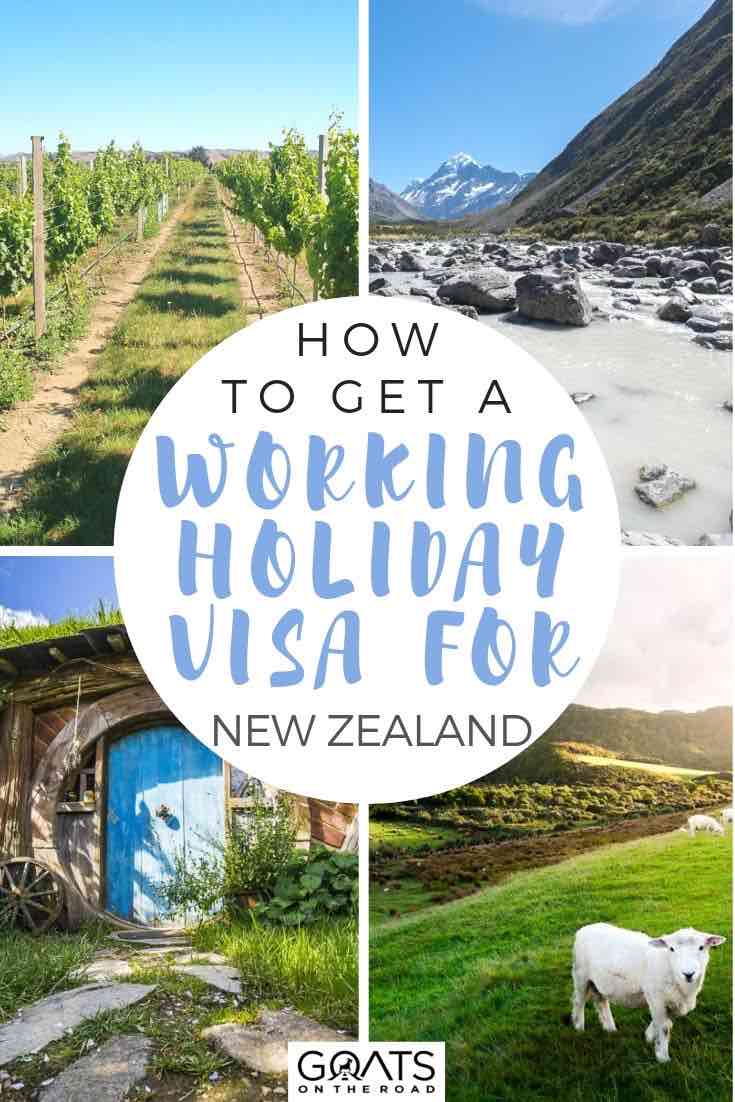 highlights of New Zealand with text overlay how to get a working holiday visa