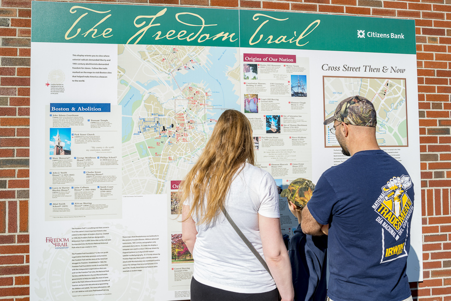 Checking out the Freedom Trail map in Boston