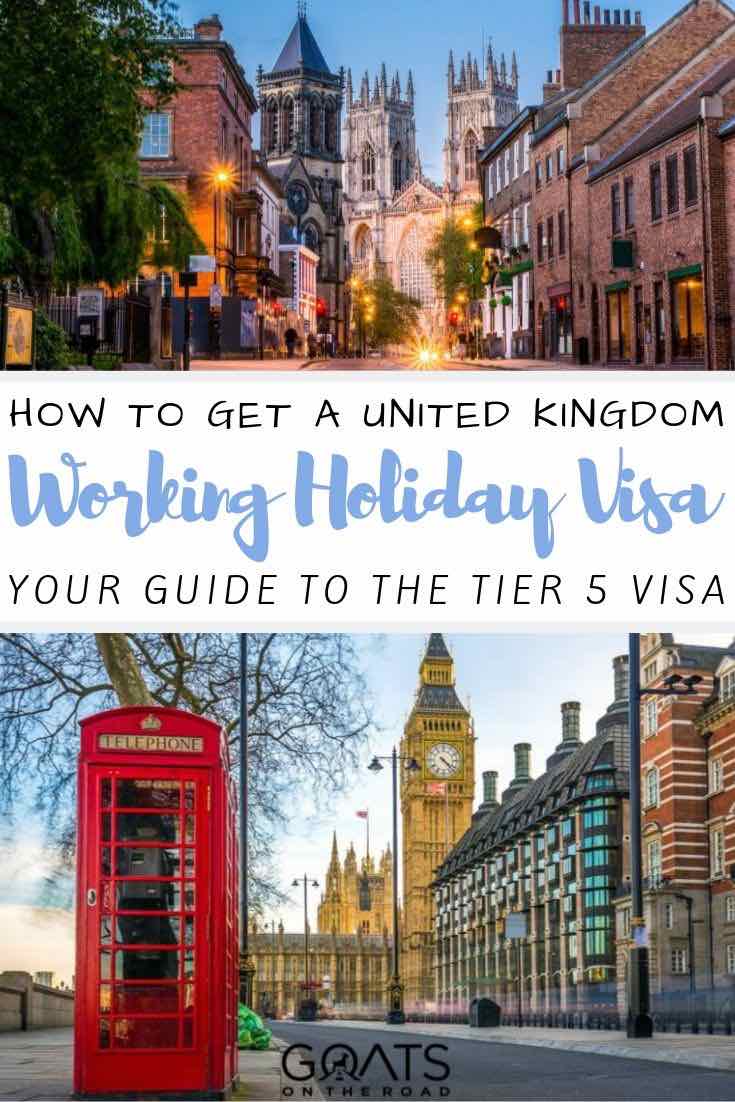 telephone booth with text overlay how to get a UK Working holiday visa