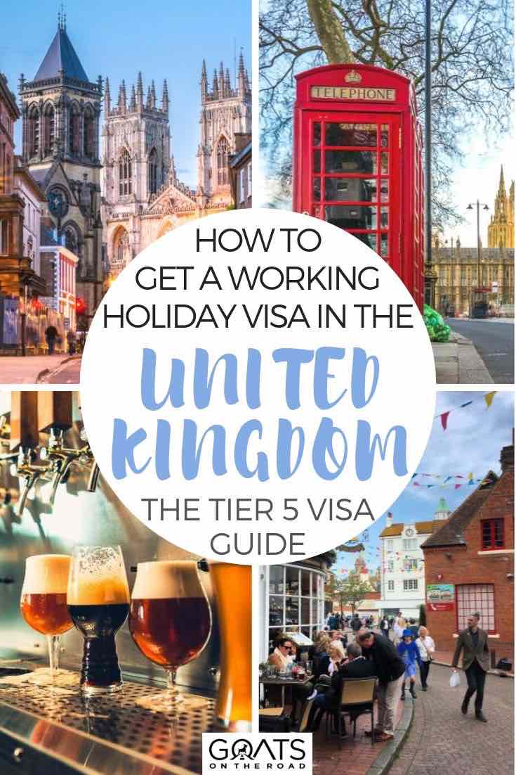 highlights of London with text overlay how to get a working holiday visa for the united kingdom