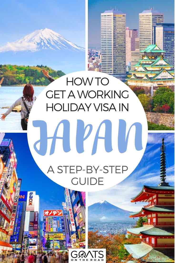 Japan highlights with text overlay how to get a working holiday visa