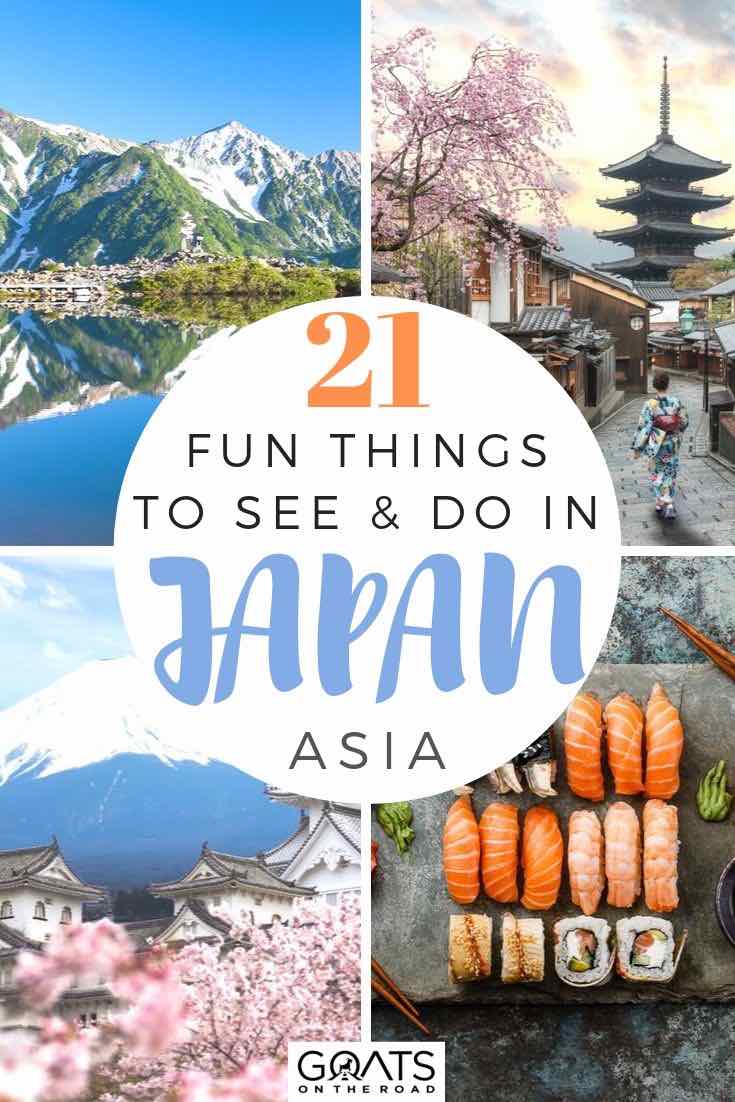 highlights of Japan with text overlay 21 fun things to see and do
