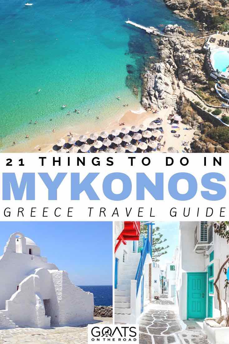 Are you planning a vacation in Mykonos and looking for the best things to do in this aesthetic, beautiful looking city? We’ve got the tips and ideas for you, including which restaurants have amazing food for you to try, the best beaches to scuba dive at, where to experience the nightlife and more! | #wanderlust #traveltips #visitgreece paradise beach with text overlay 21 things to do in Mykonos greece