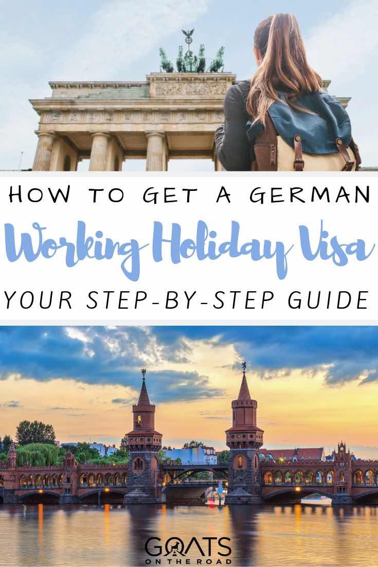 germany skyline with text overlay how to get a German working holiday visa