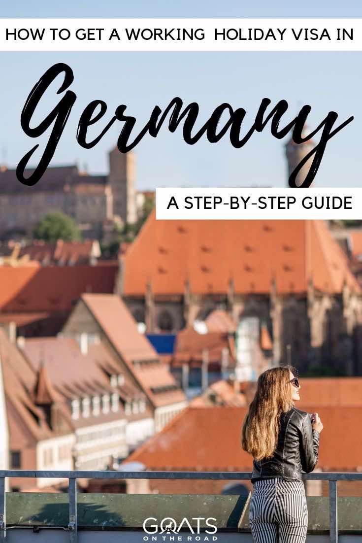 Germany town with text overlay how to get a working holiday visa