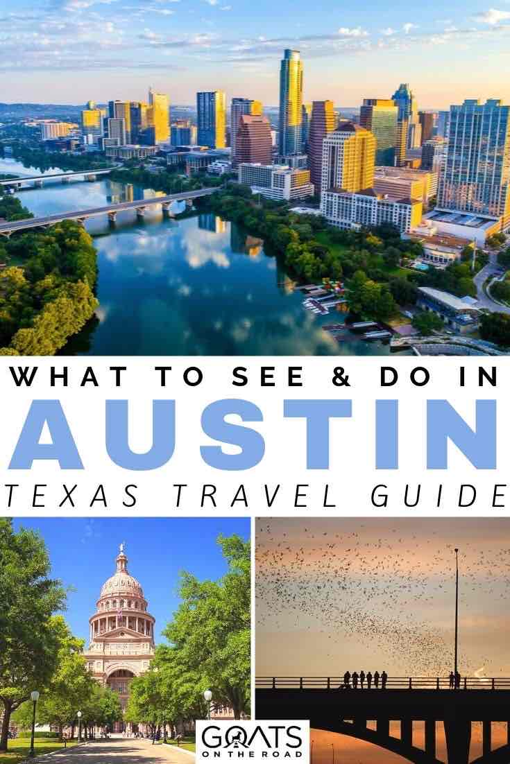 Looking for a weekend getaway? Austin, Texas is filled with fun things to do, whether you want an outdoor adventure to beautiful rivers, lakes and parks, or see some of the amazing live music at night, we’ve got 15 of the best activities you need to do on your vacation. | #texas #USAtravel #northamerica Austin city with text overlay what to see and do in austin