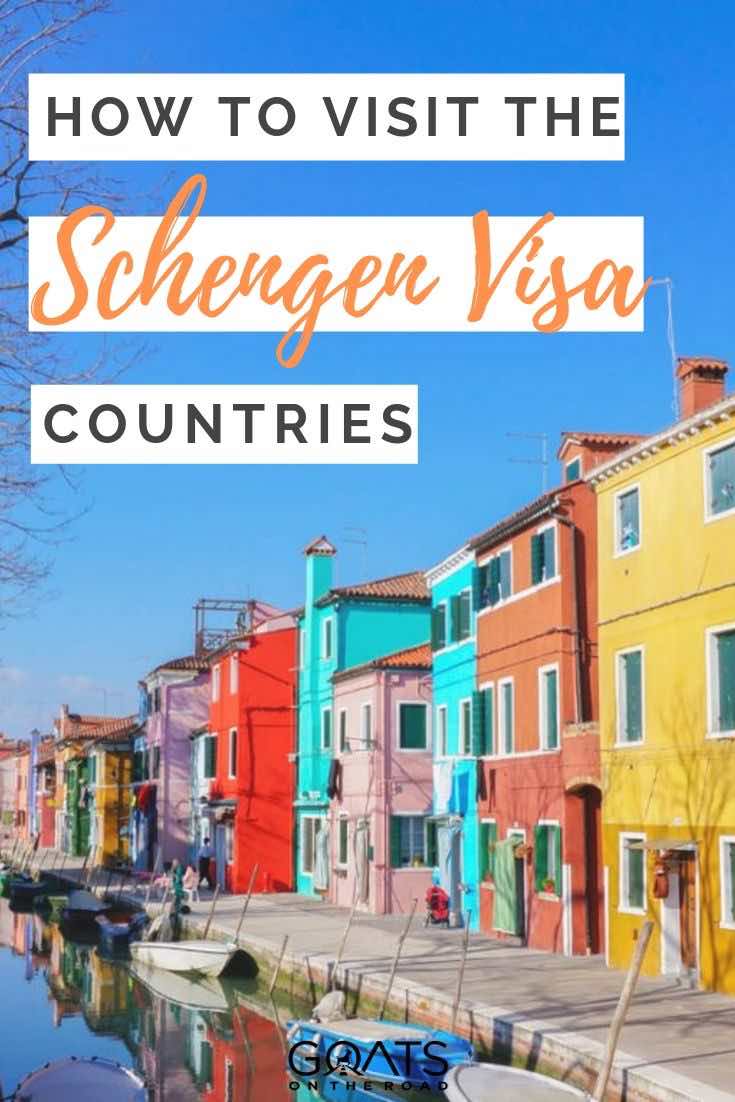 colourful buildings with text overlay how to visit the Schengen visa countries