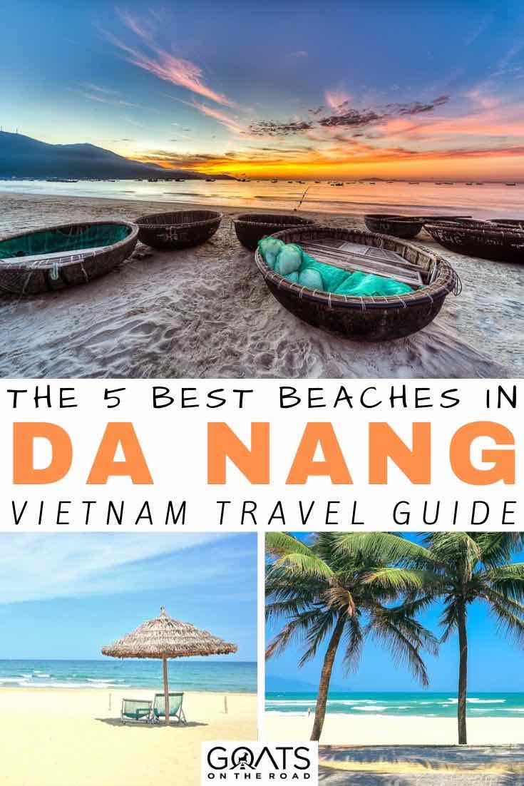 sunset with text overlay the 5 best beaches in da nang