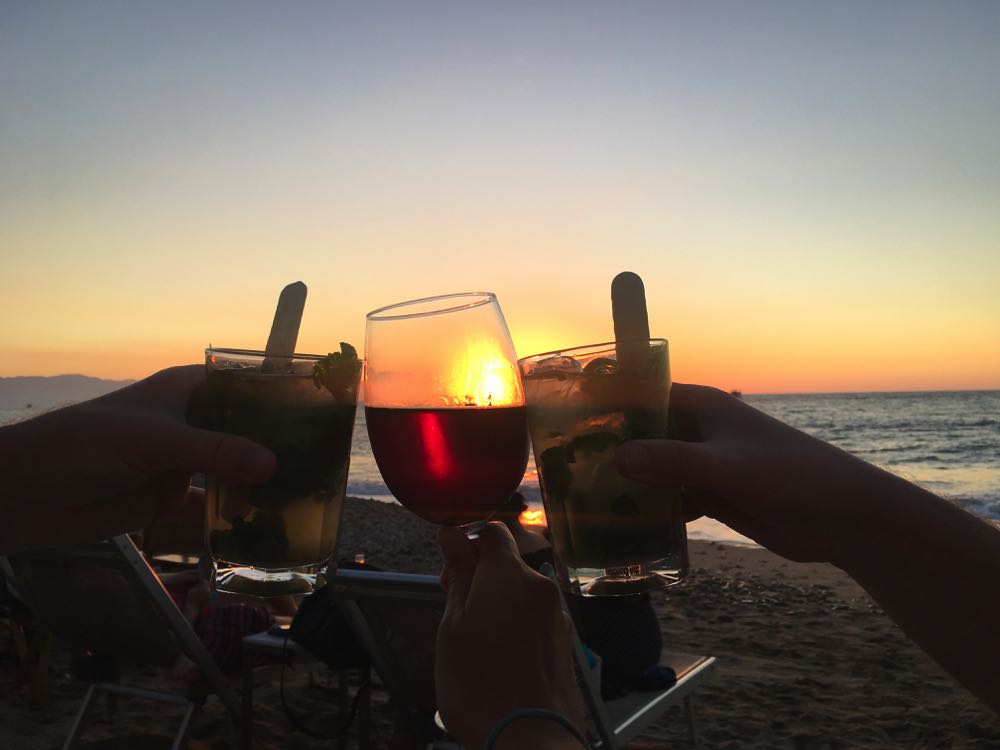 Cocktails on the beach in Puerto Vallarta