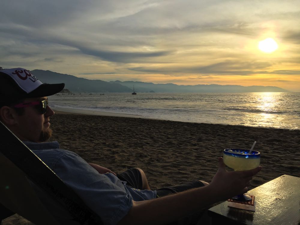 Drinks on the beach in Puerto Vallarta