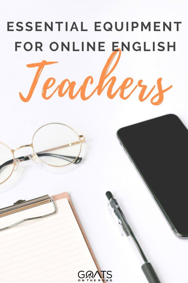 Are you a VIPKID online english teacher? Whether you have been an online teacher for a few months or a few years, we’ve listed the best resources and equipment to help you have a professional and comfortable classroom. Check out our list of tools to make your online job a success! | #teachingequipment #teachingtools #onlineclassroom desk with text overlay essential equipment for online English teachers
