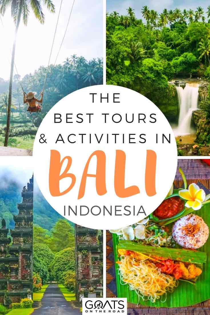Planning to travel to Bali? We’ve got the ultimate list of bucket list activities! From water based and diving fun, relaxing beaches, cultural sights and more, our list of things to do and tours will help you plan your vacation. | #SEAsia #balibible #balitravel bali highlights with text overlay the best tours and activities