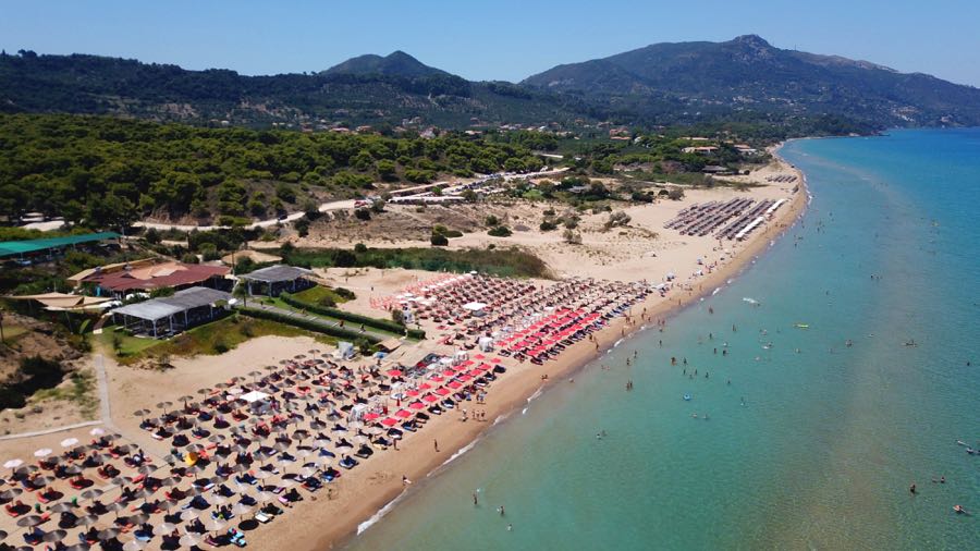 Banana Beach at Zakynthos aerial view