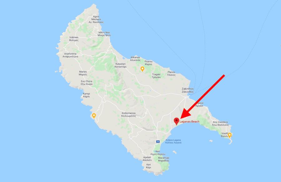 Laganas Beach Zakynthos Map