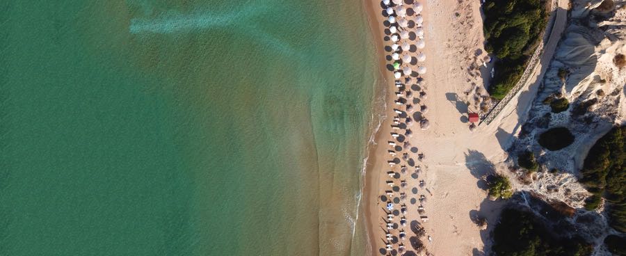 Umbrellas On Gerakas Beach From Above