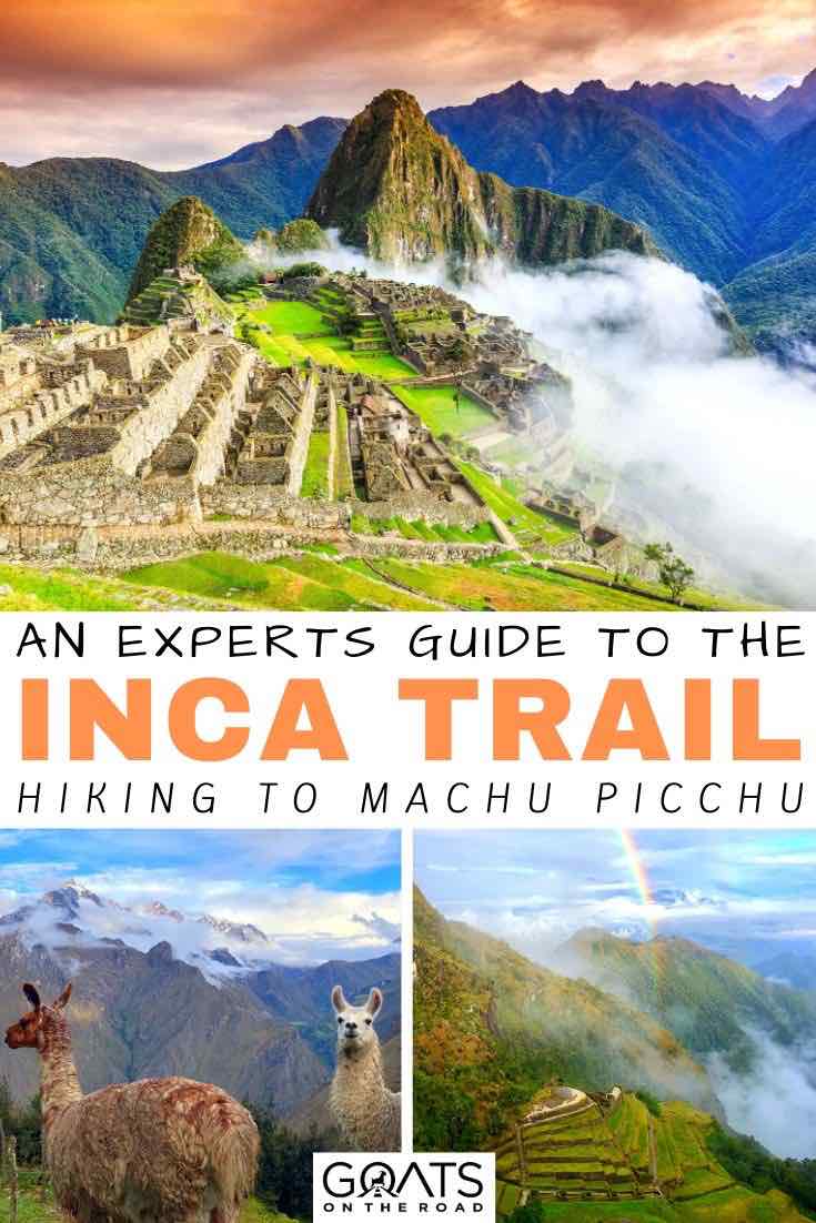 Machu Picchu with text overlay an experts guide to the Inca trail