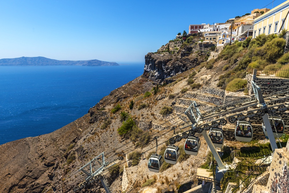 cable car in santorini